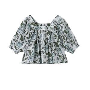 SZ BLOCKPRINTS Women Viti Isla Block Print Square Neck Short Puff Sleeve S NWT